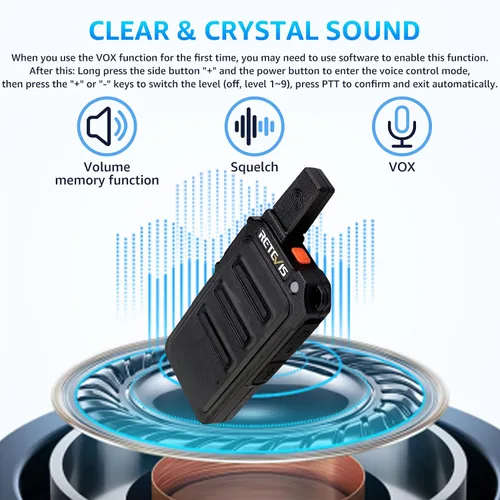 Vista 5 de Retevis RT19 Mini Walkie Talkie, Walkie Talkies con auricular, 1300 mAh, clip de metal, portátil, radio bidireccional compacta para adultos