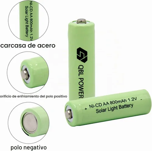 Vista 3 de QBLPOWER Ni-CD AA 800mAh 1.2V batería recargable para luces solares al aire libre lámpara jardín patio césped (8 piezas)