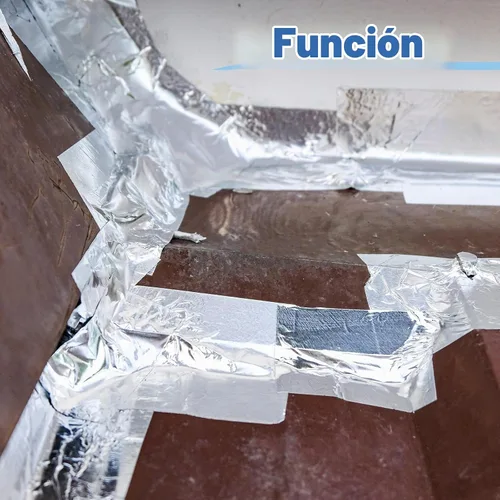 Vista 3 de Sasylvia Paneles autoadhesivos para techos de 6 pulgadas x 33 pies, material de goma adhesiva, superficie de aluminio reflectante intermitente