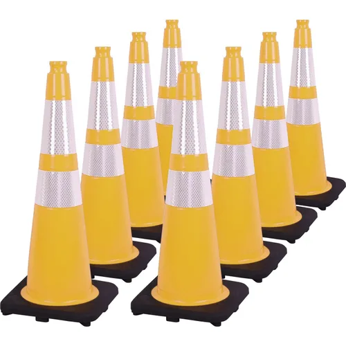 Vista 24 de Conos de Tráfico de PVC Naranja/Verde Fluorescente, Cono de Estacionamiento con Base Negra Pesada Estructuralmente Estable Resistente a