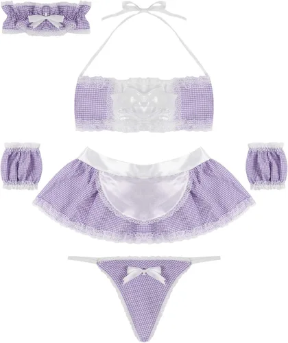 Vista 3 de MSemis Disfraz de sirvienta francesa japonesa para mujer, disfraz de anime, ropa de noche para colegiala