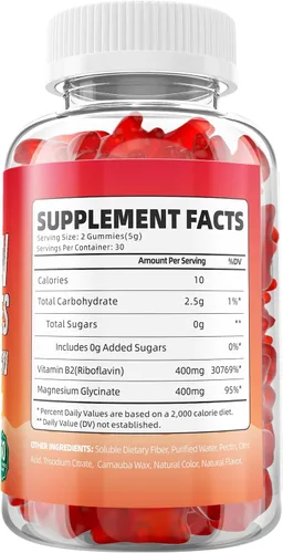 Vista 8 de Gomitas de vitamina B2, riboflavina de 400 mg con magnesio para niños y adultos, gomitas B2 para alivio de la migraña y apoyo energético, sabor a