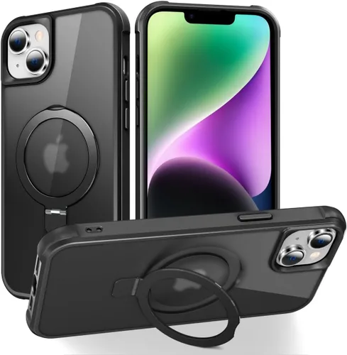 Vista 97 de CHAOFEnG Funda magnética compatible con iPhone 11 con soporte, prueba de caídas de grado militar, compatible con imán, anillo translúcido, parte