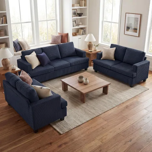 Vista 39 de YOUDENOVA Juego de 2 piezas de sofá cómodo, sofá biplaza * 2 con asientos profundos, sofá cama moderno para sala de estar, terciopelo negro
