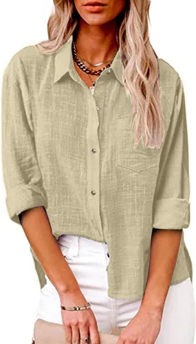 Vista 45 de SMIDOW Camisa de algodón y lino con botones para mujer