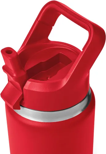 Vista 7 de YETI Rambler Botella de 26 onzas, aislada al vacío, de acero inoxidable, con tapa de popote a juego Rojo rescate
