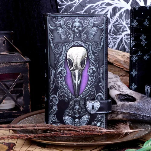 Vista 7 de Nemesis Now B5117R0 Edgar Allen Poe Nevermore Raven - Bolso de poliuretano, negro, 7.3in