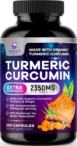 Vista 10 de Suplemento de curcumina de cúrcuma – 1750 mg de cúrcuma orgánica por porción – 95% curcuminoides, jengibre y pimienta negra BioPerine para una mejor