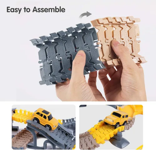 Vista 3 de TUMAMA 249 piezas de construcción de vehículos de pista de carreras de juguetes para niños y niñas, STEM Building Bendable Cars Track Sets