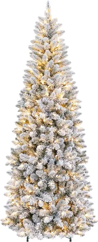 Vista 12 de Hykolity Árbol de Navidad flocado delgado preiluminado de 7.5 pies con 240 Doble color flocado