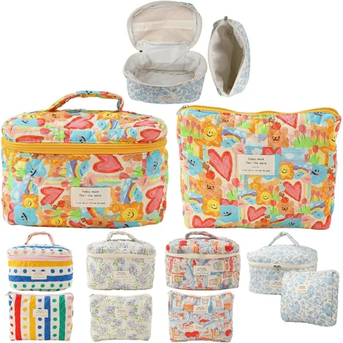Vista 8 de Bolsa de Maquillaje Fcteap para Viaje, Esenciales de Viaje, Bolsa de Cosméticos Acolchada, Organizador de Artículos de Aseo, Inserción