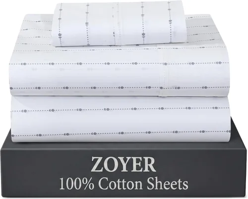 Vista 37 de ZOYER Sábanas de 100 % algodón percal tamaño individual, refrescantes y transpirables, duraderas, con una sensación nítida, suave y cómoda, bolsillo