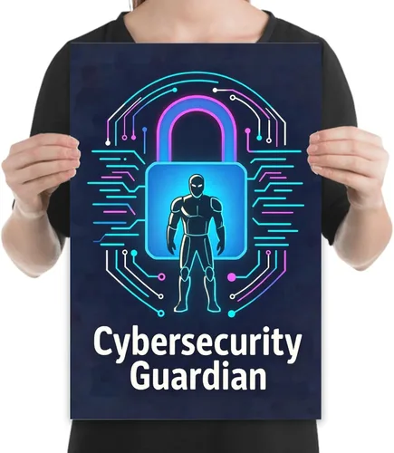 Vista 2 de Futuristic Cybersecurity Art - Sci-Fi Office Decor - 13x19 Poster Print - Modern Aesthetic