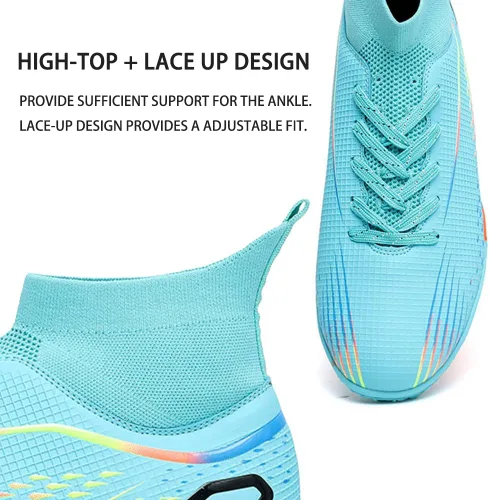 Vista 3 de Botas de fútbol para hombre, para exteriores, unisex, para césped firme, zapatos de fútbol ligeros, tacos de fútbol duraderos, atléticos con picos