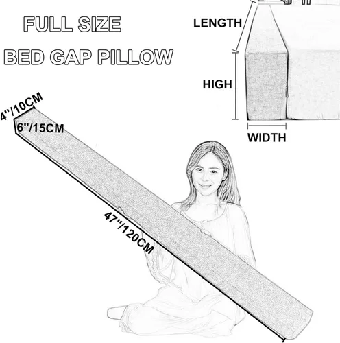 Vista 2 de Relleno de espacio para mesita de noche para extensor de colchón rectangular de pared, esponja gruesa, almohada de cuña larga entre cabecera y Beige
