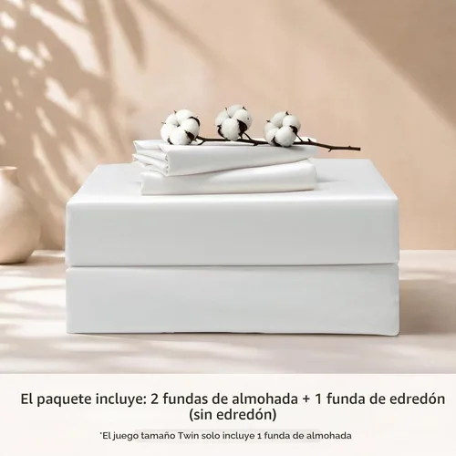 Vista 6 de MooMee Juego de funda de edredón 100% algodón de fibra extra larga de 600 hilos, satén sedoso, suave, transpirable, duradero, ropa de cama de Blanco