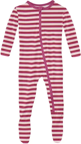 Vista 8 de KicKee Print Footies with Zipper, Super Soft One-Piece Jammies, Sleepwear for Babies and Kids Resumen Prismático Primavera