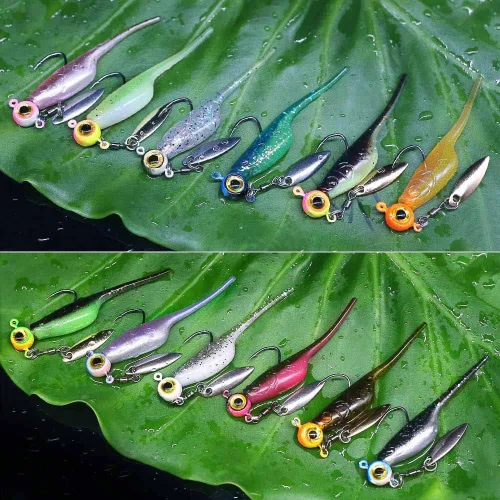 Vista 6 de Kit de Señuelos para Crappie - Plásticos - Cabezas de Jig - Kit de Shad - Minnow - Señuelos de Pesca para Crappie - Panfish - Bluegill - Kit de 40