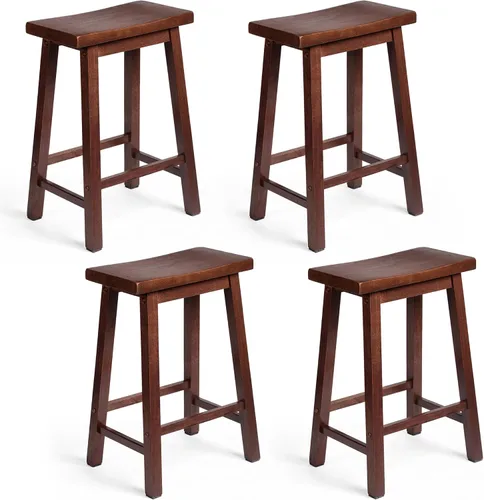 Vista 14 de PJ Wood Taburete de cocina con asiento de silla de montar de 24 pulgadas con placa de pie - negro