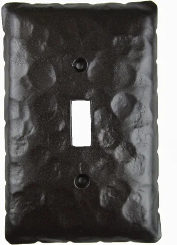 Vista 3 de Rustic Rancho - Cubierta para placa de interruptor de palanca simple de hierro forjado EPH4 (cera natural)