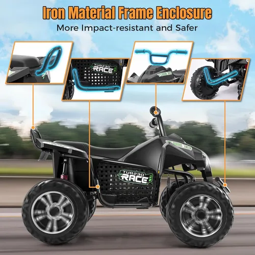 Vista 7 de Hikole ATV XL de 24 V, 4 ruedas para niños de 6 a 14 años, 2 plazas