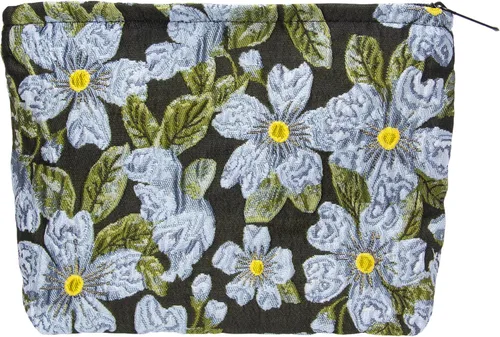 Vista 39 de Pazimiik Bolsa de maquillaje floral, grande, de algodón, con cremallera para bolsa de viaje, organizador de maquillaje de lona para mujeres