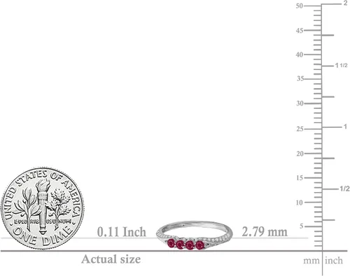 Vista 16 de Dazzlingrock Collection Anillo de boda redondo de rubí y diamante blanco apilable para mujer en oro