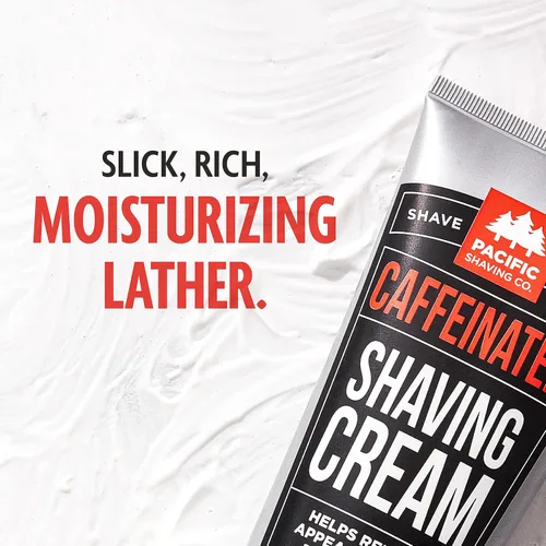 Vista 4 de Pacific Shaving Company Juego de crema de afeitar y después del afeitado con cafeína, kit de afeitado para hombres, crema de afeitado enriquecida