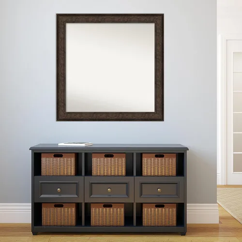 Vista 887 de Amanti Art Espejo de pared personalizado no biselado (25 x 25 pulgadas), marco de bronce acentuado, varios tamaños personalizados, espejo de baño