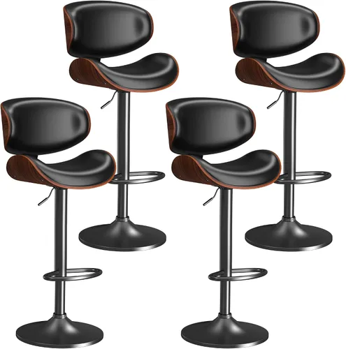 Vista 24 de YaFiti Taburetes de bar modernos giratorios, taburetes de bar altura de mostrador con respaldo para bar, cocina, comedor, color marrón