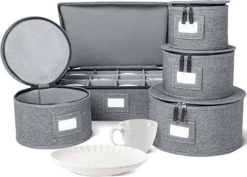 Vista 13 de storageLAB Contenedores de almacenamiento para copas de vino, organizador de carcasa dura para juegos de copas y cristalería, caja de almacenamiento