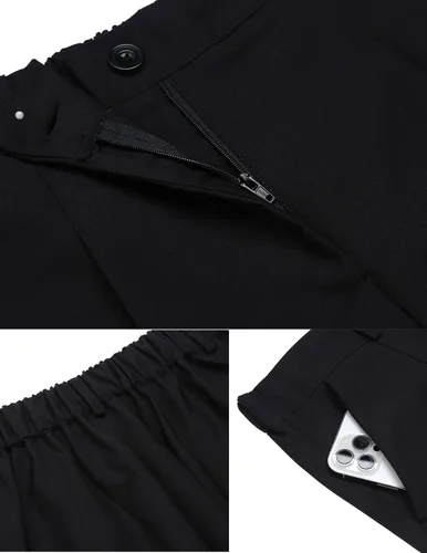 Vista 5 de Hotouch Bermudas para mujer, estilo casual, cintura elástica, pierna ancha, pantalones cortos de verano con bolsillos