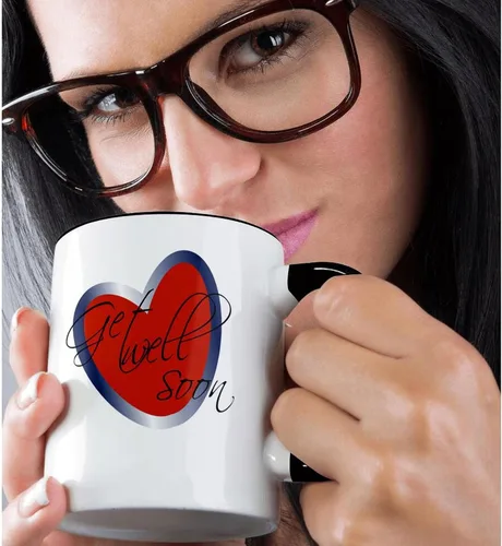 Vista 2 de 3dRose (mug_28987_4) Get Well Soon Heart - Taza negra de dos tonos, 11 onzas