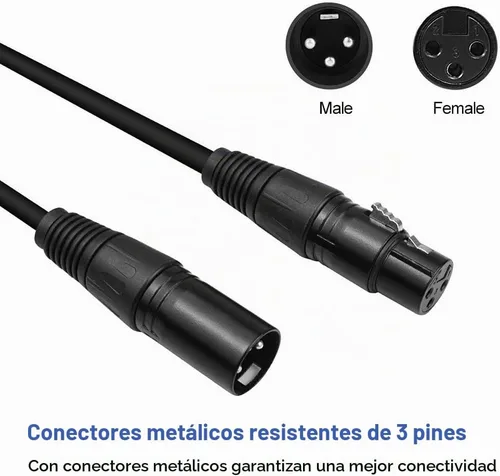Vista 3 de Cable DMX de 3.2 pies, 10 cables de señal DMX de 3.3 ft, cables de señal, cable de señal XLR macho a hembra de 3 pines con conectores de metal