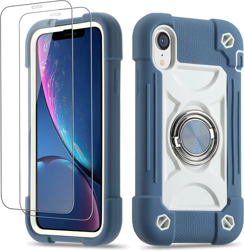 Vista 75 de Funda para iPhone Se3/iPhone Se2, iPhone 6/6S, iPhone 7/iPhone 8 de 4.7 pulgadas con soporte de anillo, con 2 protectores de pantalla resistentes