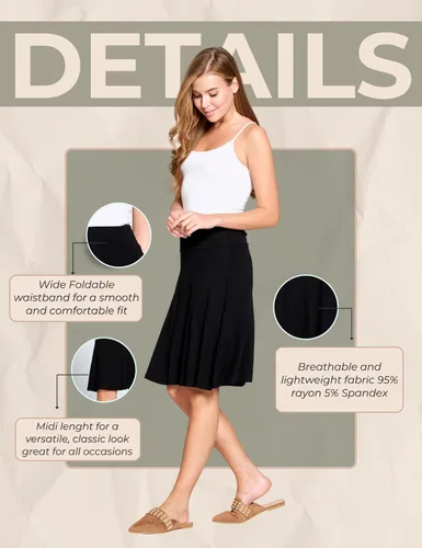 Vista 6 de Popana Falda midi elástica de longitud hasta la rodilla para mujer, talla grande
