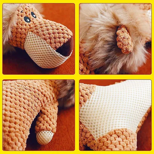 Vista 6 de Juguete para perro, animal robusto diseñado para masticadores pesados, juguete de peluche grande para perro, juguete chirriante duradero