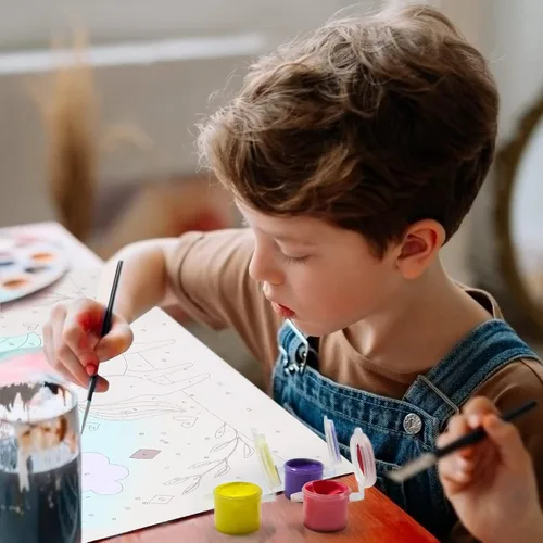 Vista 7 de Nariolar Pintura por números para niños de 8 a 12 años con cartón preimpreso de 7 x 9.5 pulgadas, 12 macetas de pintura acrílica y 3 pinceles