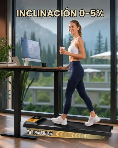 Vista 3 de Walking Treadmill Pad with 0–5-8% Incline, 2.5HP Compact Treadmill，Perfect for Running, Walking & Under-Desk Use，Quiet Operation for Home or Office