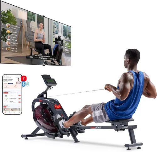 Vista 11 de Sunny Health & Fitness Sunny Health & Fitness AquaStrive Series Smart Water Rower, 300LB Capacity Plus Dynamic Hydro Resistance for Home Cardio