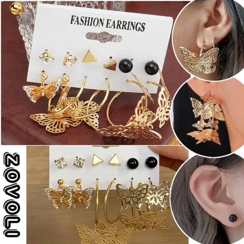 Vista 3 de ZOVOLI Juego de joyas de oro para mujeres y niñas, estilo barroco vintage, collar, anillos, pulsera y aretes, juego de joyería, paquete de joyería
