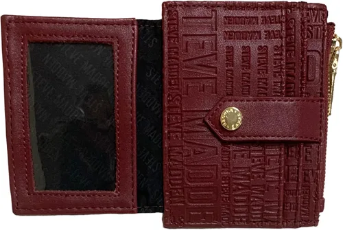 Vista 2 de Steve Madden Cartera de tarjetas en relieve e impresión, Vino, Steve Madden Estuche para tarjetas