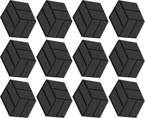 Vista 11 de 12PCS Sound Absorbing Wall Panels Polyester Texture Hexagonal Soundproof Foam for Bedroom Music Room Decorations Soundproof Wall White