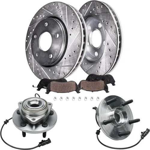 Vista 38 de Detroit Axle - Kit de freno delantero para Hyundai Nexo 2019-2024, rotores de freno perforados y ranurados, pastillas de freno de cerámica