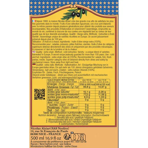 Vista 2 de Nicolas Alziari Aceite de Oliva Virgen Extra 16.9 Fl.oz (16.9 fl oz)