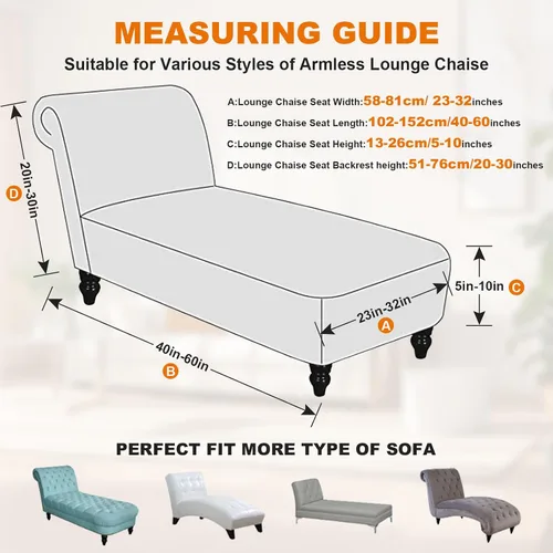 Vista 2 de Funda para tumbona sin brazos, fundas elásticas para silla de sala de estar, funda de diván sin brazos, fundas de interior para dormitorio, tela