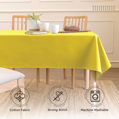 Vista 3 de Encasa XO Mantel de algodón rectangular 56"x72" Sunbeam Yellow Lona de algodón 100% puro Lavable a máquina Comedor en interiores y exteriores