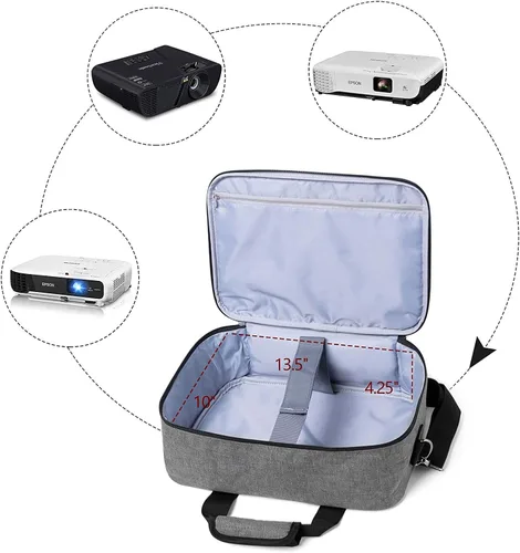 Vista 3 de Estuche de transporte para proyector con bolsillos para proyector, bolsa de viaje, bolsa de almacenamiento para proyector, organizador de proyector