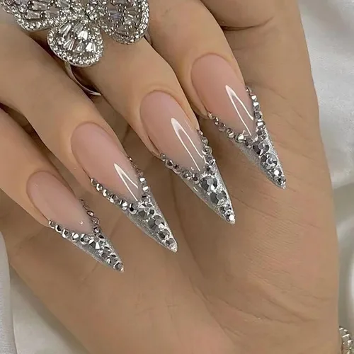 Vista 17 de BABALAL - Uñas postizas largas a presión, uñas postizas negras y rojas, uñas acrílicas de almendra con diseño gótico de vampiro, uñas adhesivas