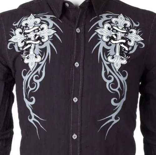Vista 7 de Xtreme Couture Camisa con botones para hombre Affliction Kings Fall